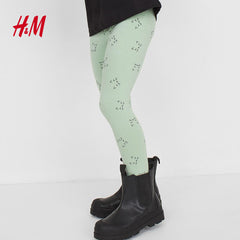 H&M LIGHT GREEN CATS LEGGINGS