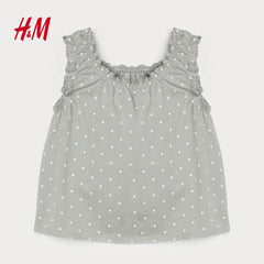 H&M LIGHT GREEN DOTTED COTTON VEST TOP