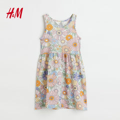 H&M LIGHT GREEN OVERALL FLORAL PRINTED DRESS