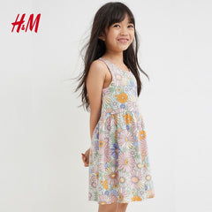 H&M LIGHT GREEN OVERALL FLORAL PRINTED DRESS