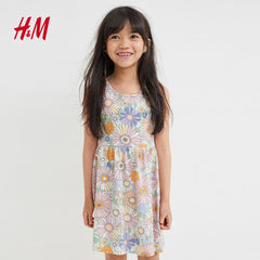 H&M LIGHT GREEN OVERALL FLORAL PRINTED DRESS