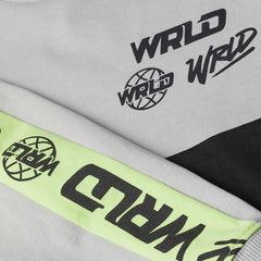 H&M LIGHT GREY BLOCK COLORED WRLD JERSEY T-SHIRT