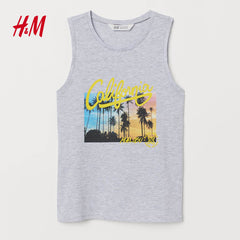 H&M LIGHT GREY CALIFORNIA PRINTED VEST TOP