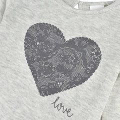 H&M LIGHT GREY HEART APPLIQUE SHIRT