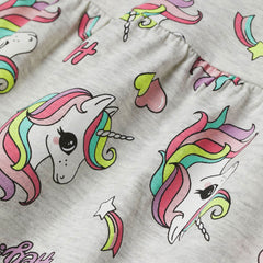 H&M LIGHT GREY UNICORNS WITH TEXT PRINTED JERSEY DRESS