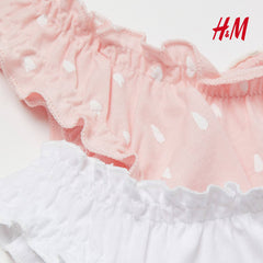 H&M LIGHT PINK DOTTED COTTON VEST TOP