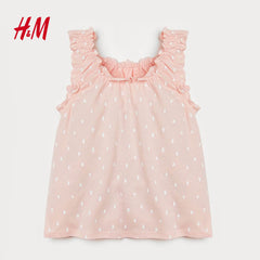 H&M LIGHT PINK DOTTED COTTON VEST TOP