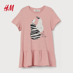 H&M LIGHT PINK PEARS JERSEY PRINTED DRESS