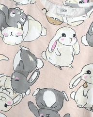 H&M LIGHT PINK RABBIT PRINTED T-SHIRT