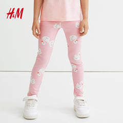 H&M LIGHT PINK SWANS PRINTED LEGGING