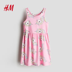 H&M LIGHT PINK UNICORN PATTERNED COTTON DRESS-24