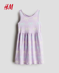 H&M LIGHT PURPLE BOWS PRINTED DRESS