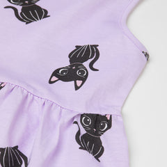 H&M LIGHT PURPLE SLEEVELESS CATS PRINTED DRESS