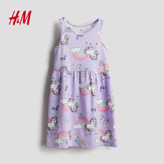 H&M LIGHT PURPLE UNICORN PATTERNED COTTON DRESS -24