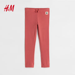 H&M LIGHT RED RIBBED COTTON LEGGING
