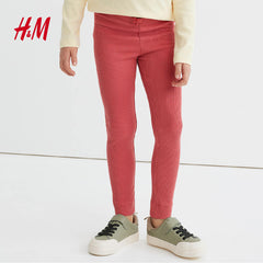 H&M LIGHT RED RIBBED COTTON LEGGING
