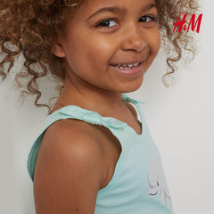 H&M LIGHT TURQUOISE DOLPHIN PRINTED TANK TOP