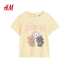 H&M LIGHT YELLOW ARISTOCAT T-SHIRT