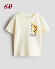 H&M LIGHT YELLOW CHEETAH PRINTED T-SHIRT