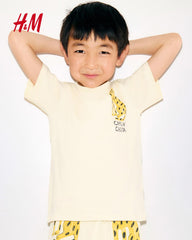 H&M LIGHT YELLOW CHEETAH PRINTED T-SHIRT