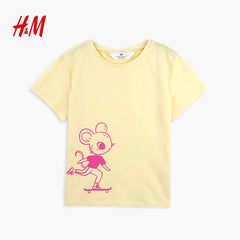 H&M LIGHT YELLOW MICE PRINTED T-SHIRT