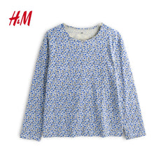 H&M LONG SLEEVE BLUE FLORAL TOP