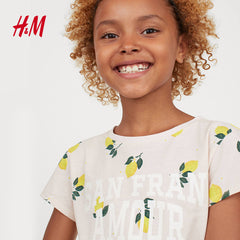 H&M GIRLS LIMES PRINTED T-SHIRT