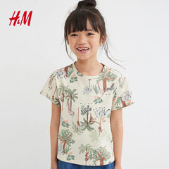 H&M NATURAL WHITE ANIMAL PRINT T-SHIRT