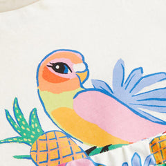 H&M NATURAL WHITE PARROT PTINTED T-SHIRT