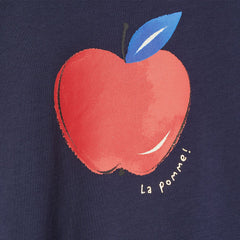 H&M NAVY APPLE PRINTED JERSEY DRESS