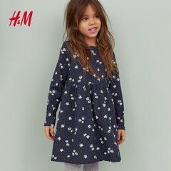 H&M NAVY BLUE FLORAL PATTERNED JERSEY DRESS