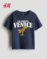 H&M NAVY BLUE VENICE PRINTED T-SHIRT