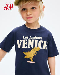 H&M NAVY BLUE VENICE PRINTED T-SHIRT