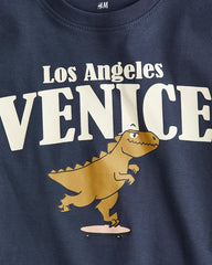 H&M NAVY BLUE VENICE PRINTED T-SHIRT