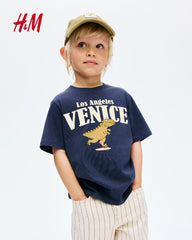 H&M NAVY BLUE VENICE PRINTED T-SHIRT
