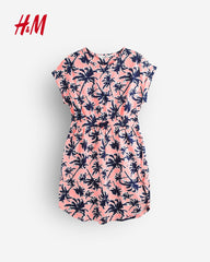 H&M NEON ORANGE PALM TREE DRESS