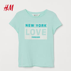 H&M NEWYORK LOVE GLITTERY PRINTED TOP