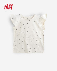 H&M OFF WHITE DOTTED SLEEVELESS TOP