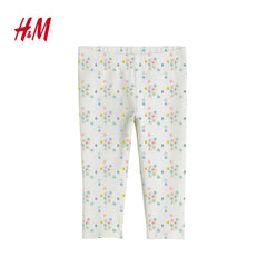 HM OFF WHITE FLORAL RIBBED LEGGING