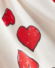H&M OFF WHITE HEARTS PATTERNED DRESS