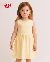H&M OFF WHITE OVERALL HEARTS PRINTED DRESS