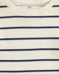 H&M OFF WHITE STRIPED T-SHIRT