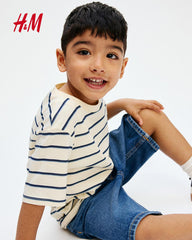 H&M OFF WHITE STRIPED T-SHIRT