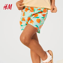 H&M ORANGE PRINTED SHORTS FRONT