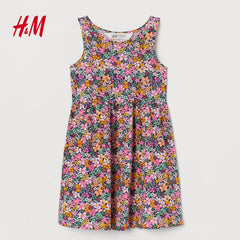 H&M OVERALL FLORAL PATTERNED SLEEVELESS JERSEY DRESS