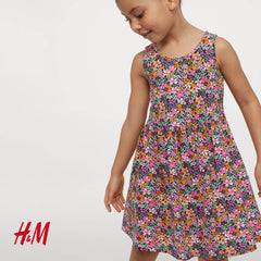 H&M OVERALL FLORAL PATTERNED SLEEVELESS JERSEY DRESS