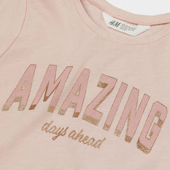 H&M PINK AMAZING PRINTED JERSEY TOP