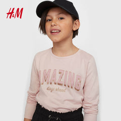 H&M PINK AMAZING PRINTED JERSEY TOP