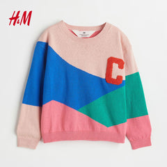 H&M PINK BLOCK COLOURED MOTIF JUMPER