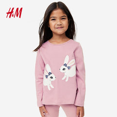 H&M WHITE HEARTS PRINTED LONG SLEEVE T-SHIRT